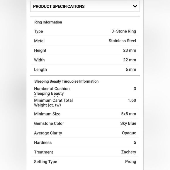 Sleeping Beauty Turquoise 3 Stone Ring - Picture 12 of 12